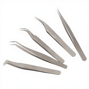 Juego de 5 Pinzas para Extensión de Pestañas Plateadas Hechas a Mano, las Más Vendidas, del Mejor Proveedor, de Beauty Concept International - Product Image 1