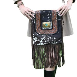 Nouveau Style occidental fabriqués à la main usiné peau de vache fourrure cuir frange sacs à main Boho vente chaude Unique peau de vache sculpture frange sacs à bandoulière - Product Image 1