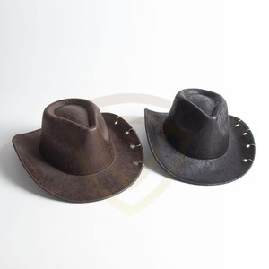 Sombrero de Vaquero de Cuero Unisex, Estilo Casual para Exteriores, Cuero Vacuno de Grano Completo, Marrón y Negro, Ajustable, Estilo Europeo-Americano, 56-58CM, Cuatro Paneles - Product Image 2