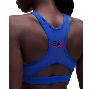 Blue Seamless Sports <b>Bra</b> <b>Wide</b> <b>Strap</b> Crop Top Workout Athletic Training <b>Bra</b> - Product Image 4
