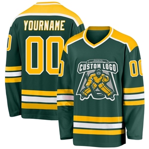 Maillot de hockey vert or-blanc personnalisé de qualité supérieure, vente en gros, directement de l'industrie - Product Image 1