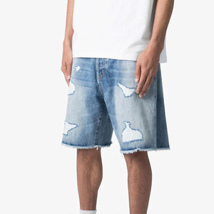Shorts cargo bleu clair pour homme, taille mi-haute, élastique, respirant, style bermuda, plusieurs poches, couleur unie, tissu en coton - Product Image 3
