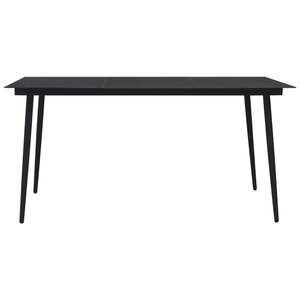 Conjunto de Comedor de Ratán Sintético Negro y Roble con Acero con Recubrimiento en Polvo y Vidrio para Jardín - Product Image 4