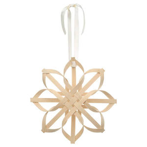 Achat en gros de décorations de Noël faites à la main, étoile suspendue en osier naturel tressé avec ruban blanc pour sapin de Noël - Product Image 1