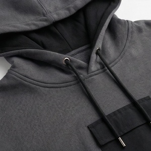Survêtement à capuche gris foncé pour homme, couleur unie, en coton, manches longues, décontracté, avec cordon de serrage et poches latérales, pour l'automne - Product Image 4