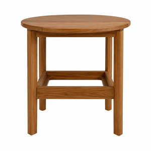 Mesa Auxiliar Cuadrada de Teca Sólida con Estructura de Almacenamiento Abierta Suspendida, Diseño Escandinavo Moderno - Product Image 1