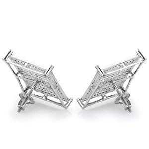 Pendientes de lujo con microincrustaciones de moissanita en plata 925, diseño geométrico para uso diario, unisex. - Product Image 2