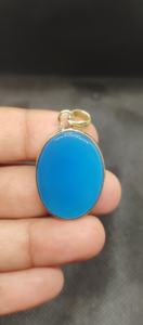 Wholesale Boho Pendant <b>Necklace</b> Beautiful Natural Blue <b>Onyx</b> Gemstone with Gold Plating Handmade Brass Jewelry Supply - Product Image 4