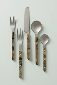 Vintage <b>Bamboo</b> Handle Flatware <b>Set</b> with Mirror Polish Stainless Steel <b>Cutlery</b> Dishwasher Safe for Wedding Party Use - Product Image 4