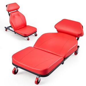 Herramienta de Reparación Automotriz, Asiento de Mecánico 2 en 1 de 48.4 Pulgadas con Respaldo Ajustable, Capacidad de 570 Libras, Silla Rodante con 6 Ruedas Giratorias - Product Image 1