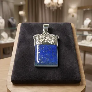 925 Sterling Silver Lapis Lazuli Pendant Bezel Setting Classic Solitaire Everyday Wear Jewelry - Product Image 2
