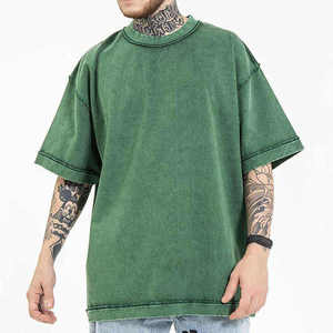 เสื้อยืดโอเวอร์ไซส์ผ้าคอตตอน 100% หนานุ่ม สไตล์วินเทจ ล้างสีแบบแอซิดวอช ทรงหลวมไหล่ตก สำหรับผู้ชาย สตรีทแวร์  เสื้อยืดเปล่าไม่มีลาย - Product Image 1