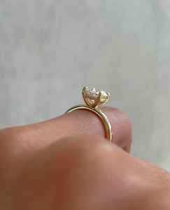 Anillo de Compromiso con Diamante Cultivado en Laboratorio, Corte Brillante Redondo, Oro Sólido de 14K, Anillo de Promesa de Boda, Joyería Fina para Ella - Product Image 6