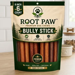 ROOT PAW บูลลี่สติ๊ก ขนมสุนัข ขนาด 6 นิ้ว 6 ชิ้น เนื้อวัวธรรมชาติพรีเมียม แคลอรีต่ำ ปราศจากธัญพืช บรรจุกล่อง สำหรับสุนัข - Product Image 1