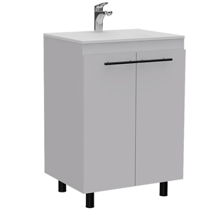 Mobile da Bagno Bianco Khari da 24 Pollici con Doppia Anta e Due Ripiani - Product Image 2