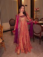 Ensemble Salwar Premium Fendy en Soie Mal Chanderi Brodé Réversible avec Dupatta en Georgette et Doublure en Coton, Manches Longues, Motif Kali Ethnique