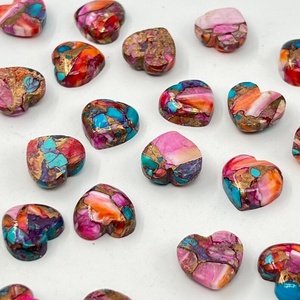 Cabujón en forma de corazón de dalia púrpura espinosa con turquesa, piedra preciosa suelta para la fabricación de joyas - Product Image 3