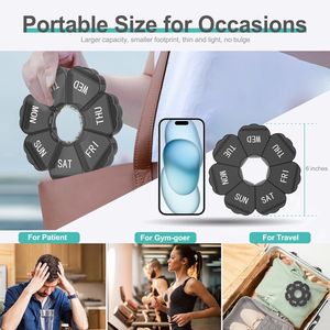 Organizador Semanal de Pastillas, Estuche de Viaje con 7 Compartimentos Diarios Grandes, Etiquetas de Fecha 3D Grabadas que No se Desvanecen, Producto Promocional - Product Image 3