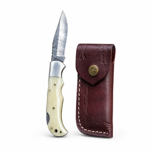 Burraq Ecommerce Damascus Steel Folding Knife with <b>Clip</b> Point Blade for Outdoor Camping & Sports OEM Customizable - Product Image 4