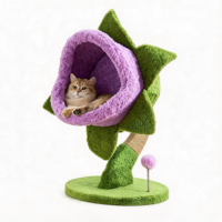 Structure d'escalade pour chat en bois XL avec lit en flanelle, arbre à chat peu encombrant pour chats de grande taille et petits appartements