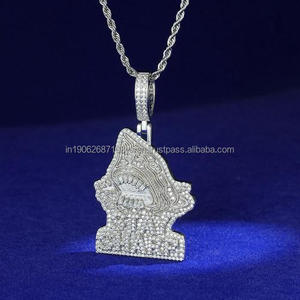 Colgante de cabeza de tiburón helado de Plata de Ley 925 VVS Moissanite Diamond Hip Hop Jewelry Custom Bling Charm Fine Pendants Charms - Product Image 1