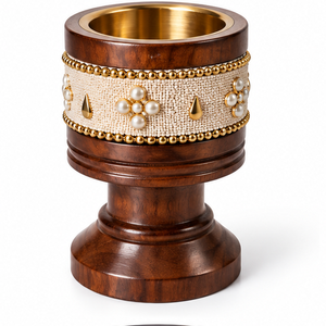 Quemador de Bakhoor de Madera Artesanal, Ecológico y Duradero, con Recipiente de Acero Inoxidable, Mabkhara Árabe Decorativa para Uso en Todas las Estaciones - Product Image 1
