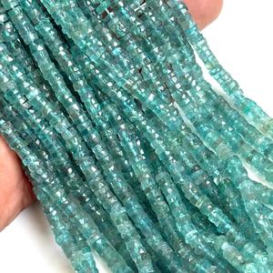 Cuentas facetadas de Apatita Azul Natural en forma de neumático, 16 pulgadas, calidad superior, 4-5mm, cuentas Heishi de Apatita en forma de rueda, hilo de cuentas de Apatita genuina a granel - Product Image 1
