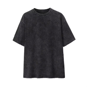 Black oversized <b>tshirt</b> men's blank formal wear 100% cotton lightweight customized printing private label simple o neck - Product Image 5