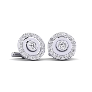 Boutons de manchette rectangulaires avec sertissage clos de diamants, bijoux formels pour hommes - Product Image 3