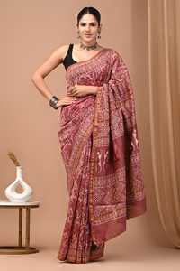 Sari en soie Chanderi avec motif floral et pallu riche - Product Image 2