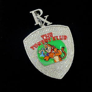 Collar con Colgante de Tigre de Dibujos Animados con Incrustaciones de Moissanita, Estilo Hip Hop, Joyería Personalizada de Lujo - Product Image 1