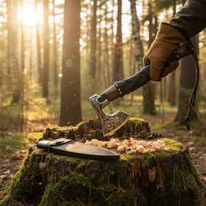 ขวานไวกิ้งคุณภาพสูงระดับมืออาชีพ ขายส่ง พรีเมียม ด้ามไม้ เหล็กกล้าคาร์บอนสูง ตีขึ้นรูป สำหรับงานอุตสาหกรรม พร้อมปลอก - Product Image 1