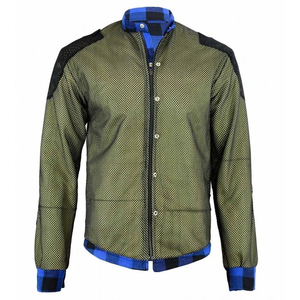 Men Biker Motorcycle Shirt Lumber jacket Rider Flannel Jacket <b>Quilt</b> Lined Flannel Shirt for Motor Bike Racing - Product Image 3