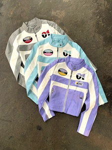 Custom Mens High Quality Biker Racing Leather <b>Jacket</b> Wholesale Colorblock <b>Patchwork</b> Motorcycle PU Leather <b>Jackets</b> - Product Image 2