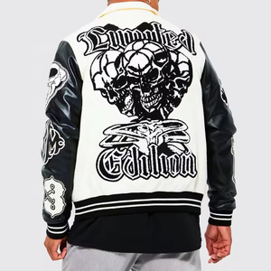 OEM Custom Logo Men's Vintage Letterman Varsity <b>Jacket</b> Corduroy Sleeve Chenille Embroidery <b>Winter</b> Casual - Product Image 5