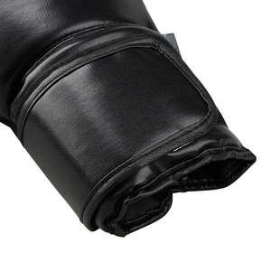 Gants de boxe en cuir PU noir 12 oz, gants d'entraînement respirants avec sangle de poignet en velcro pour adultes - Product Image 4