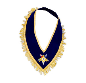 Collar Past Grand Patron OES - Terciopelo Azul Real con Flecos de Mylar Dorado, Collar Past Grand Patron de Terciopelo Azul Real Premium - Product Image 1