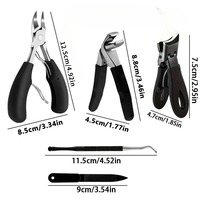 Ensemble de 5 coupe-ongles en acier inoxydable, outils de pédicure, coupe-ongles à bec d'aigle, coupe-ongles courbés, coupe-ongles épais/encrochés