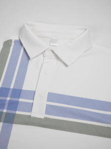 Polo pour homme blanc uni imprimé par sublimation, manches courtes, respirant, séchage rapide, tricoté en Spandex/Polyester, vêtements de golf - Product Image 6