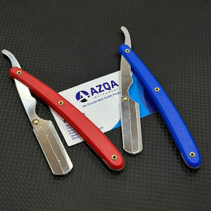 Navaja de Afeitar Plegable Premium con Mango Rojo y Azul para un Afeitado Suave y Preciso - Product Image 3