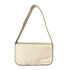 Ivory Gold <b>Leaf</b> Beaded Shoulder Bag, Bridal Beaded Purse, Elegant Handmade Evening Handbag, Wedding Clutch Bag, Vintage Inspired - Product Image 3