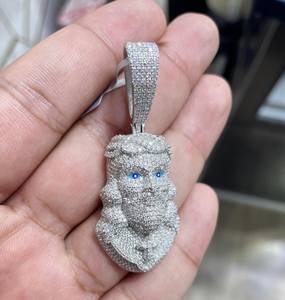 Pendentif Tête de Jésus Bling Iced Out en Moissanite VVS, Argent Sterling 925, Bijoux Hip Hop de Luxe pour Hommes, Testé et Approuvé - Product Image 3