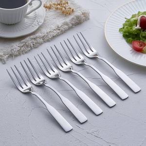 Ensemble de fourchettes en acier inoxydable, 6 pièces, finition miroir, argent, pour dessert, fruits, vaisselle, passe au lave-vaisselle - Product Image 4