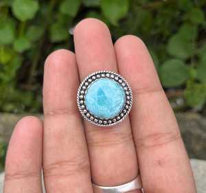 Anillo de Plata Larimar, Anillo de Plata de Ley 925, Plata de Ley 925 Sólida - Product Image 4