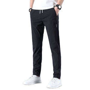Pantalones Deportivos Casuales EMIKO INDUSTRY para Hombre, de Invierno, de Seda de Hielo, Elásticos, con Cordón, Pliegues Delanteros, Transpirables, Sueltos y Rectos - Product Image 1
