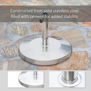 Base per Ombrellone da Esterno Rinforzata da 25 kg in Acciaio Inossidabile Rotondo con Finitura a Specchio per Cortile, Raggio 2m 2.7m 3m - Product Image 6
