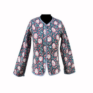 Chaqueta de Forro Polar para Mujer, con Botones, Acolchada a Mano, Transpirable, con Estampado Floral, Reversible, de Algodón Grueso, para Niñas, a Excelente Precio - Product Image 1