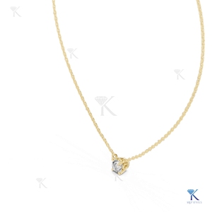 Collar con Colgante de Diamante Cultivado en Laboratorio de 0.85 CT, Corte Redondo, Base Cuadrada, Oro Sólido de 14K/18K, Estilo Minimalista y Delicado para Uso Diario - Product Image 4