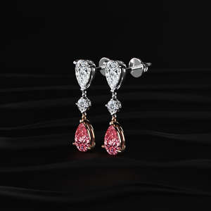 Boucles d'oreilles pendantes de luxe en moissanite de qualité supérieure, forme poire et ronde, avec halo, couleur rose incolore VVS, faites à la main, pour mariée, mariage, cadeau d'anniversaire, nouveauté - Product Image 2