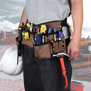 Cinturón de herramientas Stanley de alta resistencia con múltiples bolsillos, organizador de herramientas en color marrón y negro, bolsa de cintura para mecánicos y electricistas - Product Image 3